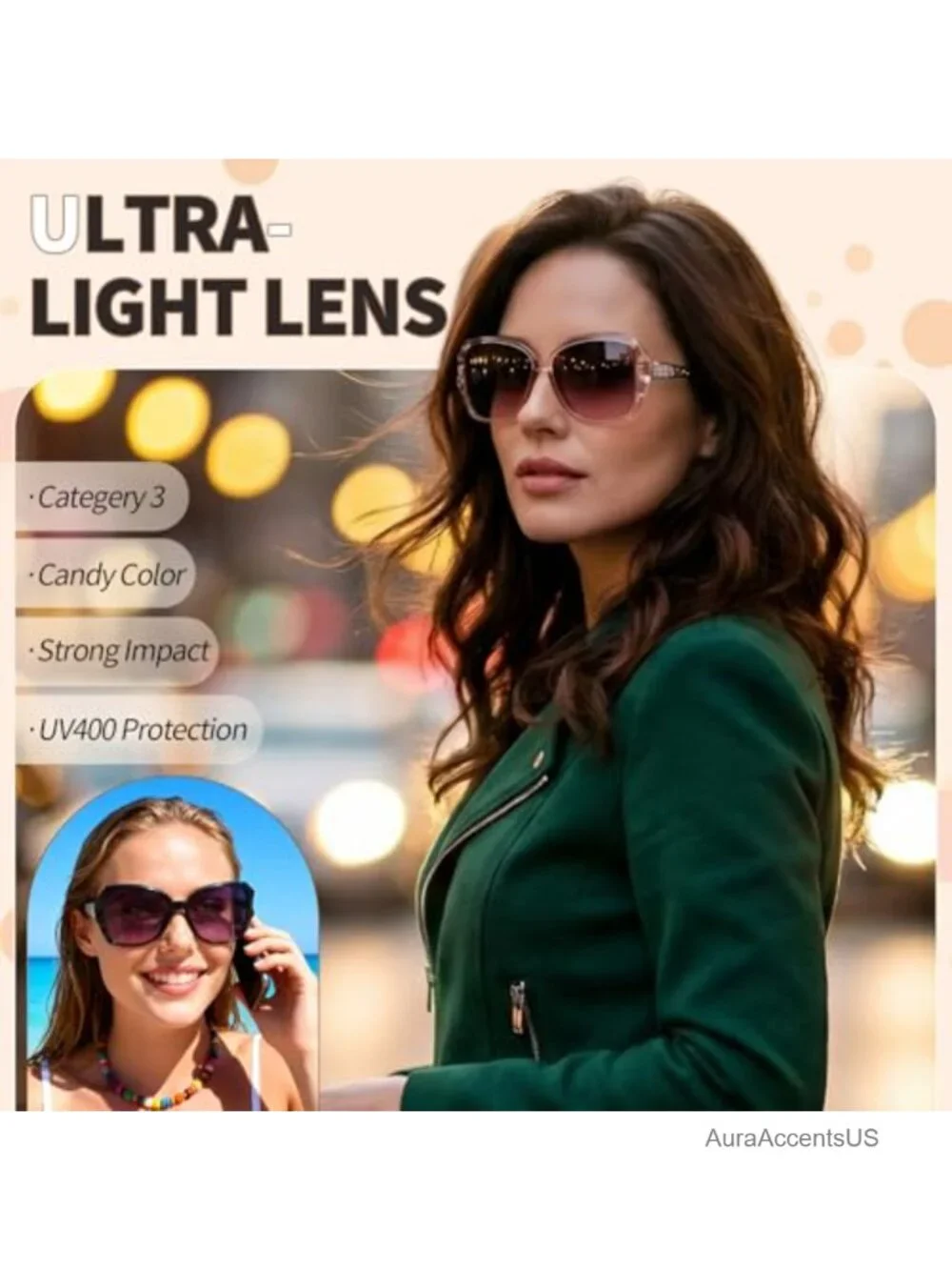 Oversized UV400 Protection Sunglasses Classic Bling Frame